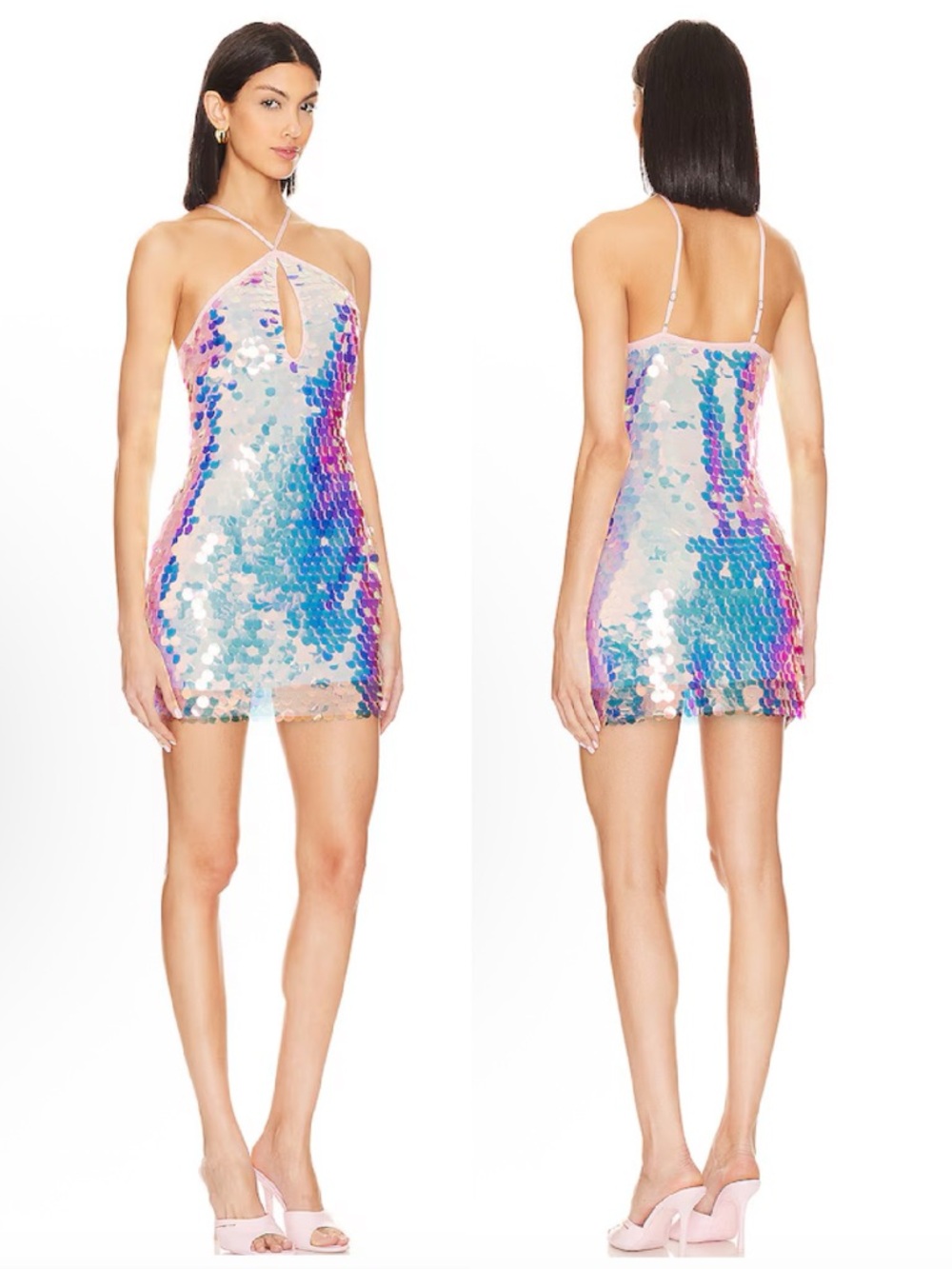 Lovers + Friends Cori Iridescent Purple Sequin Mini Dress NEW with tag